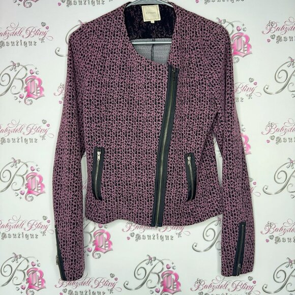 Cream jacket coat blazer pink purple black houndstooth zippers zip up luxury - Picture 1 of 10